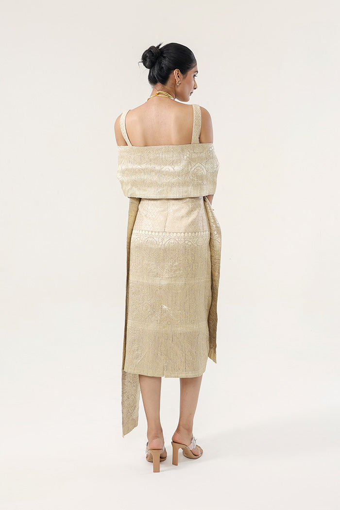 Heritage silk dress with stole