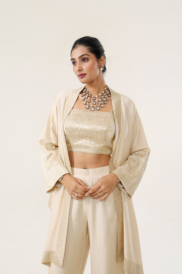 designer munga silk bralette pants set