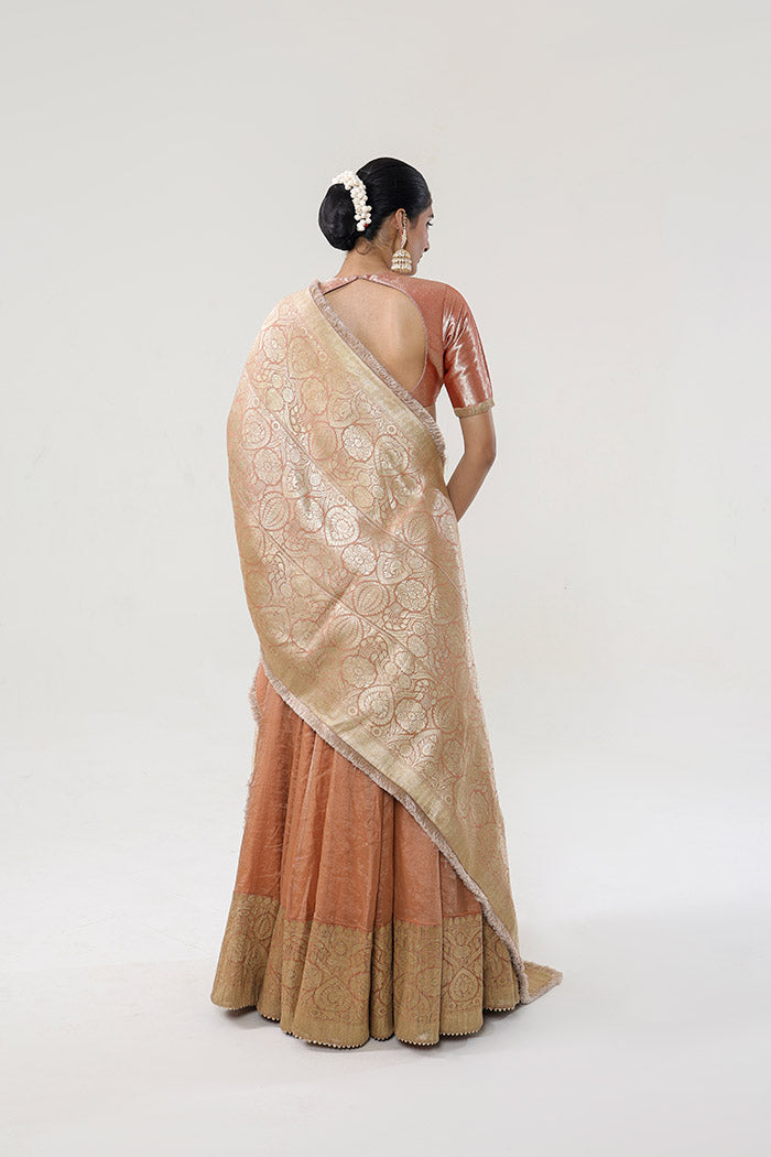 tissue silk lehanga with Munga borders