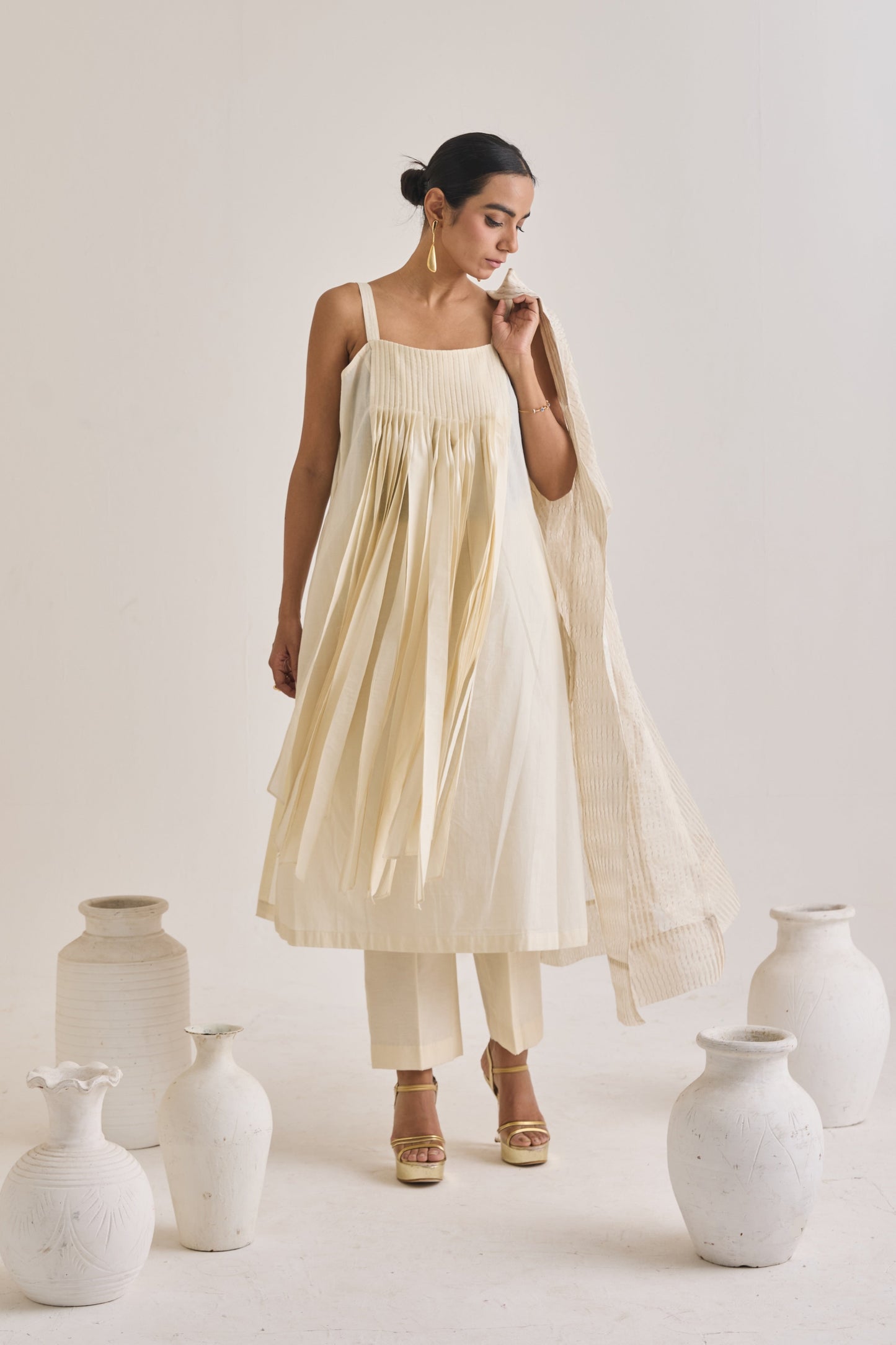 Front Fringes Cotton Set With Pants
