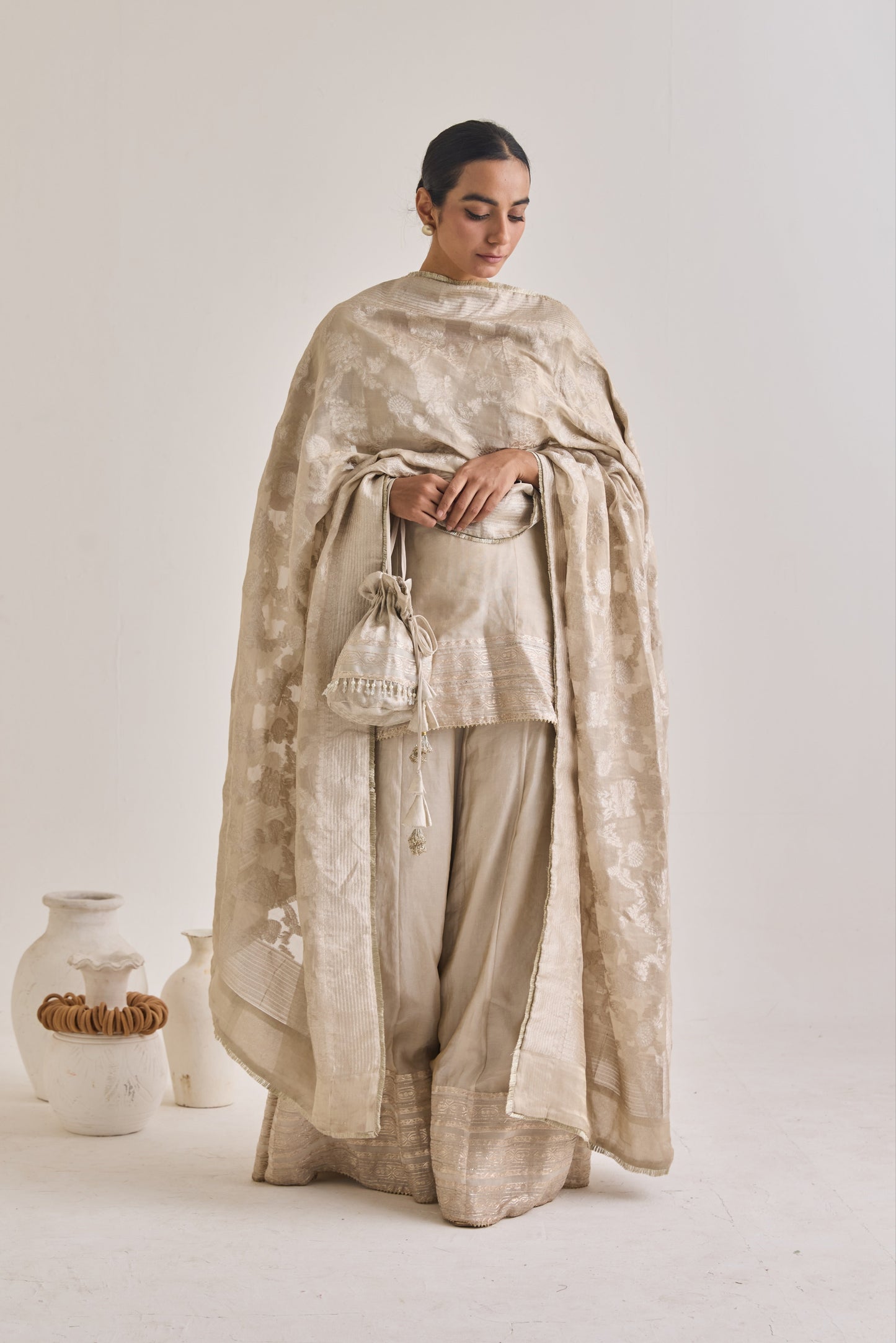 Banarsi Sharara Set With Potli Bag