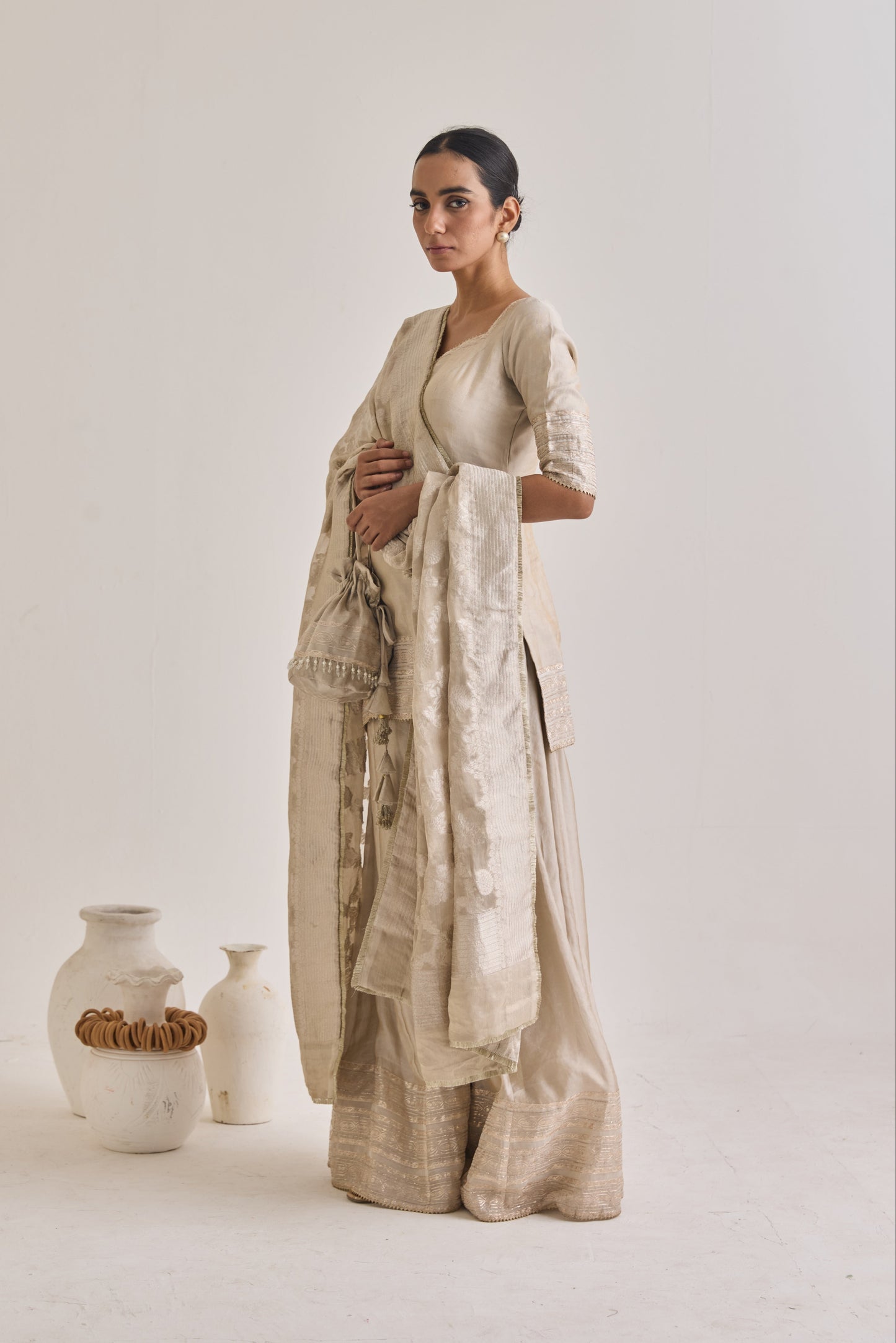 Banarsi Sharara Set With Potli Bag