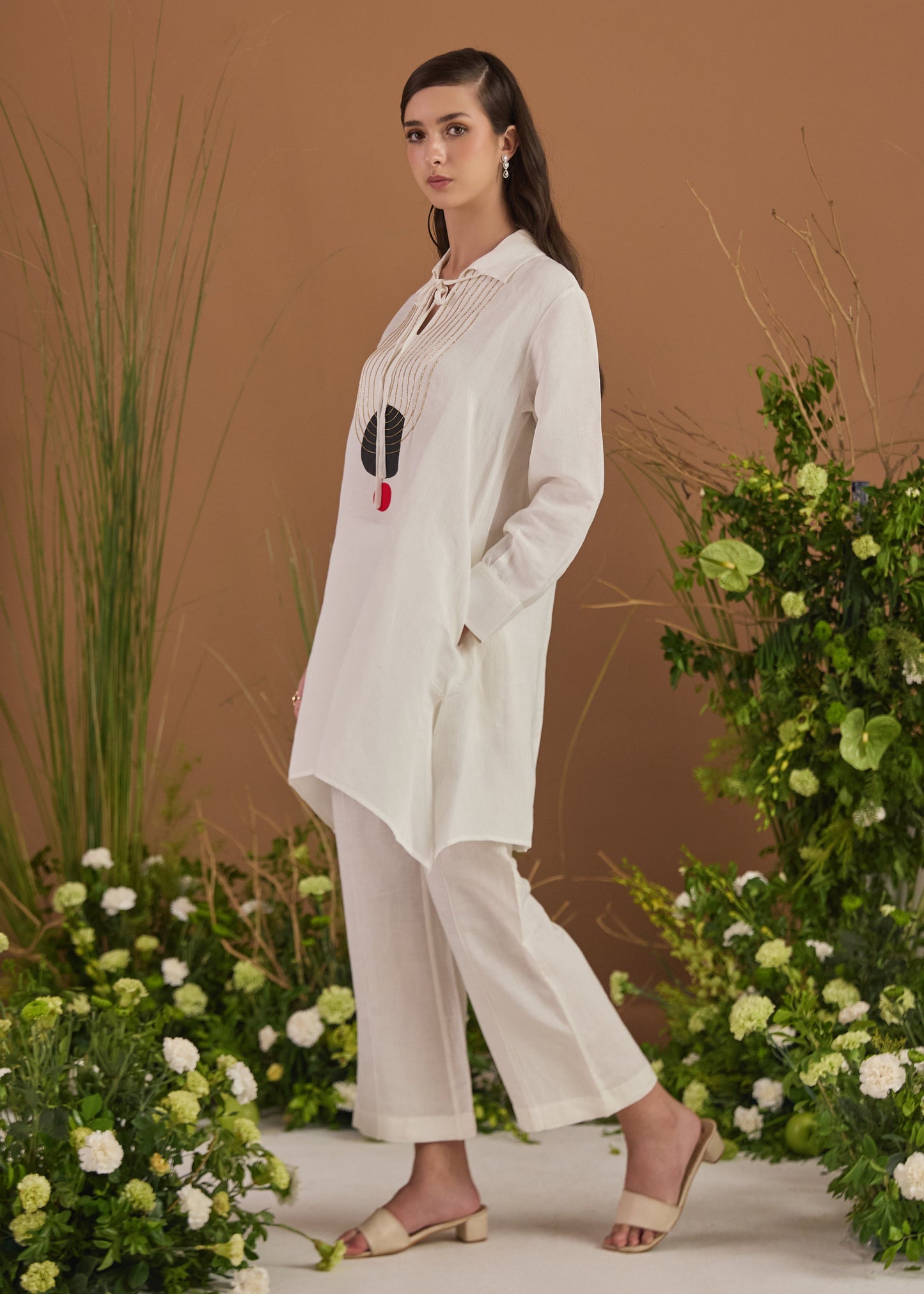 Linen Embroidered Co-ord Set