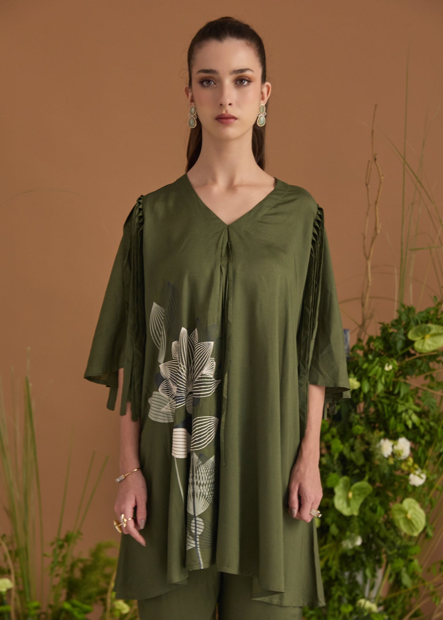 Modal Cotton Flower Printed Co-ord Set With Fringes