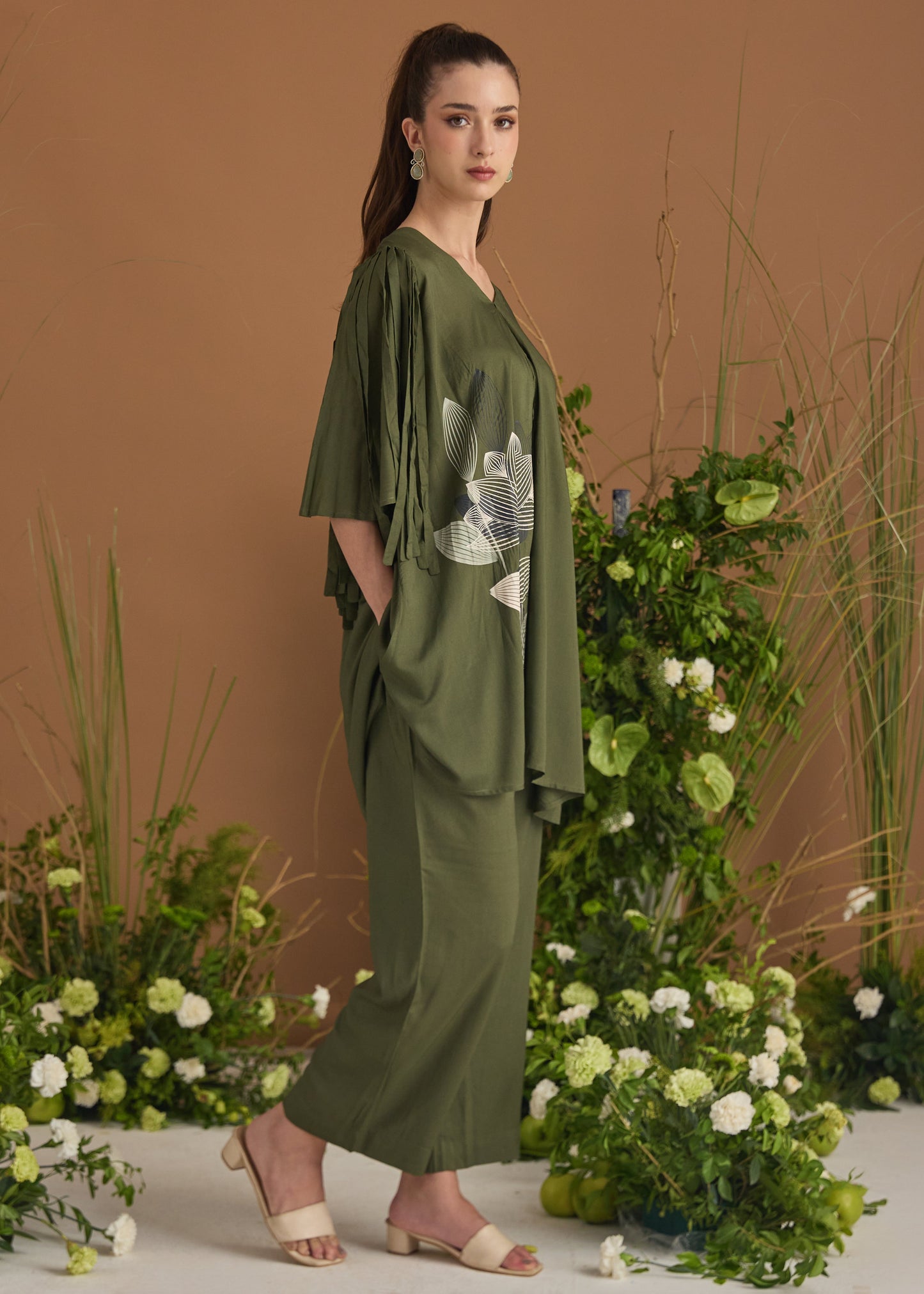 Modal Cotton Flower Printed Co-ord Set With Fringes