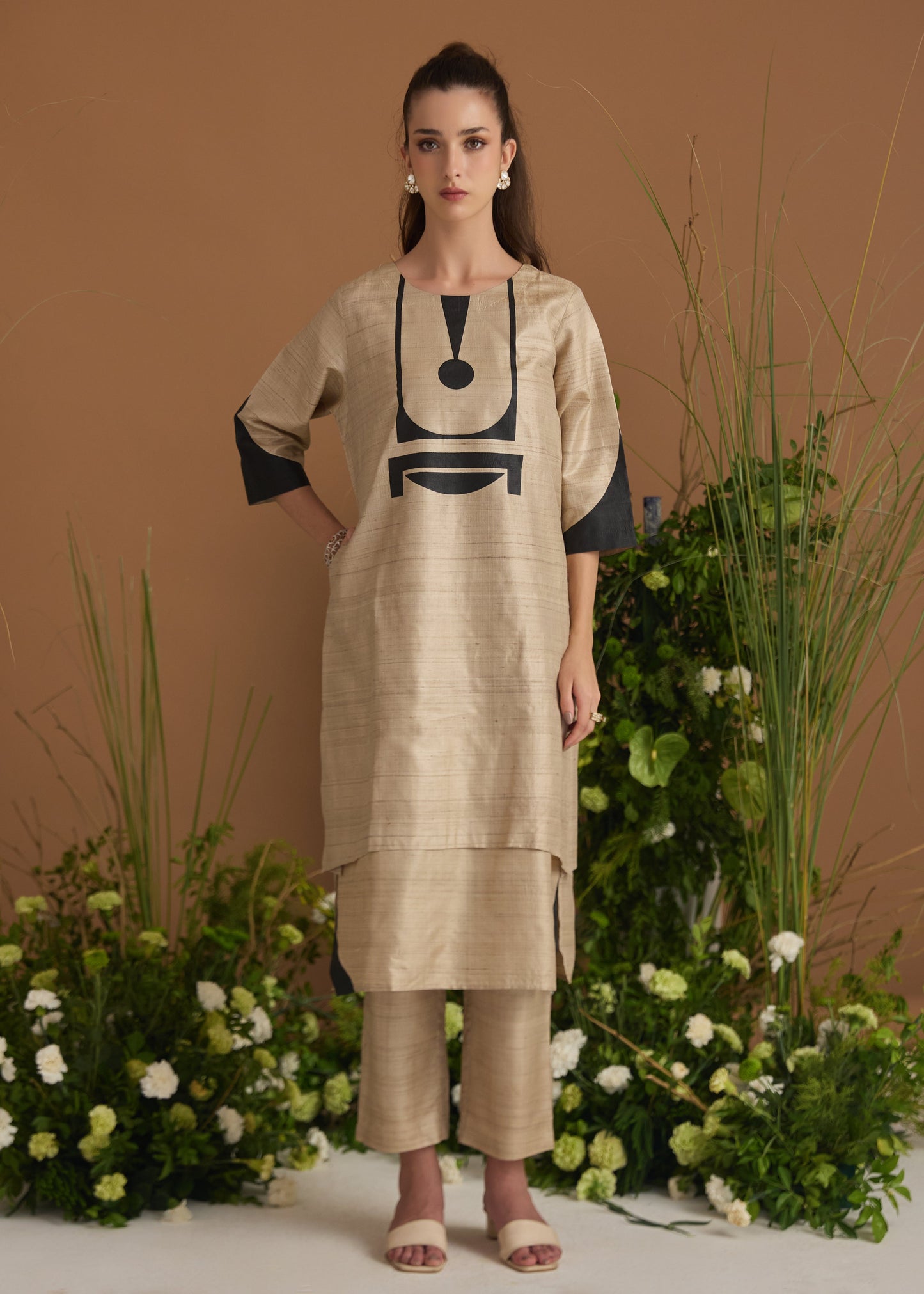 Pure Tussar Silk Printed Co-ord Set