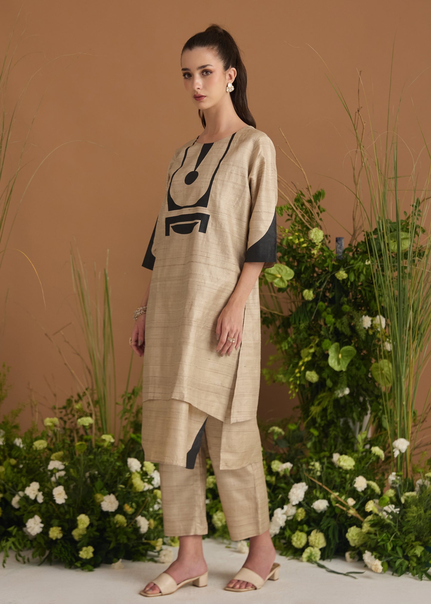 Pure Tussar Silk Printed Co-ord Set