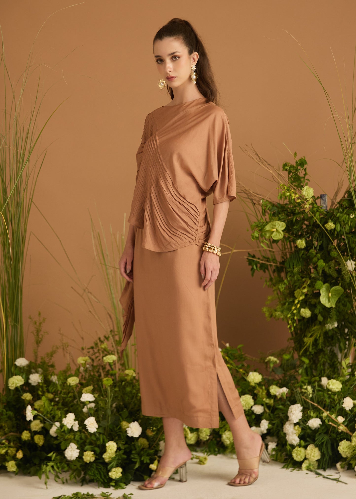 Modal Cotton Pleated Skirt Set