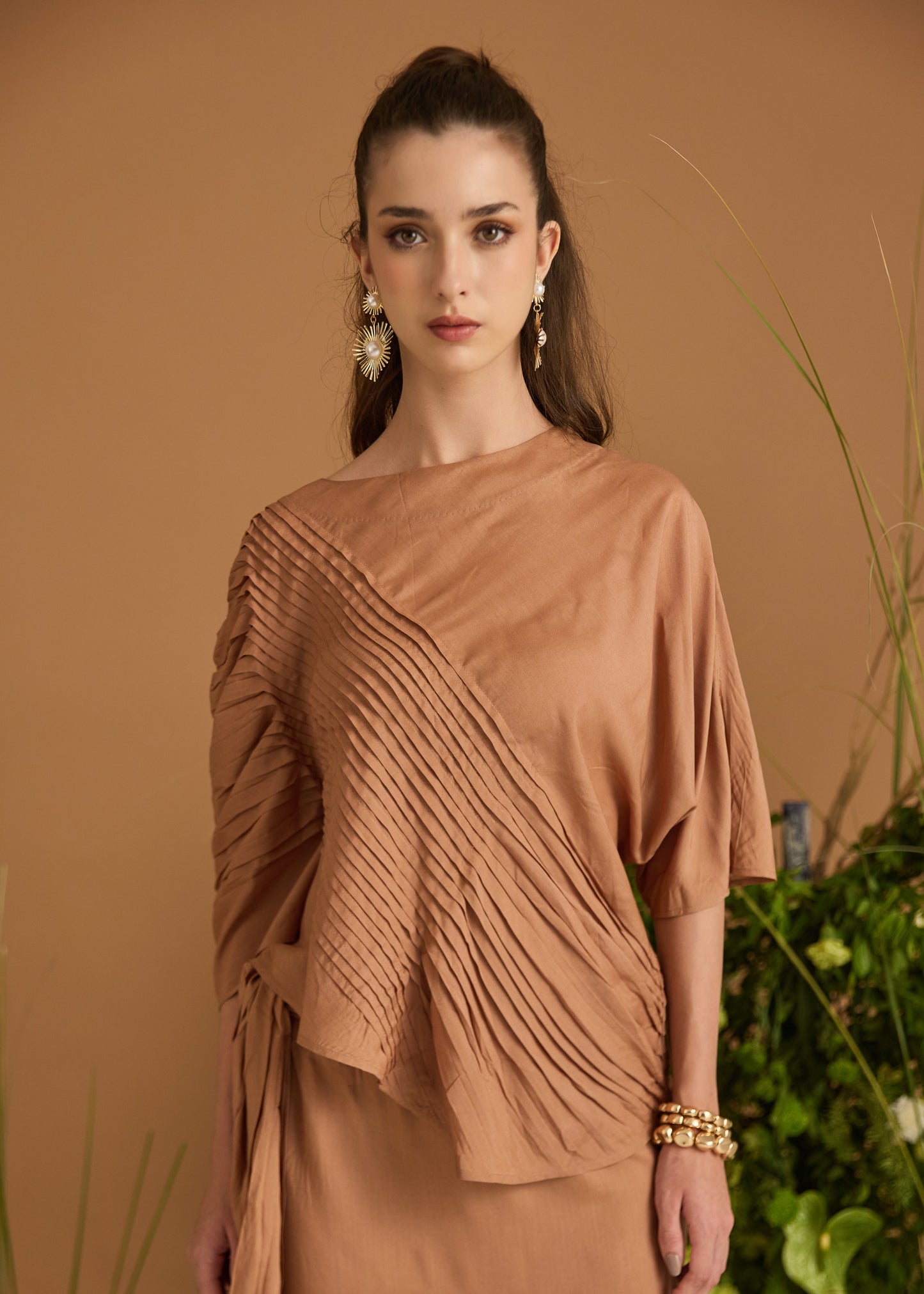 Modal Cotton Pleated Skirt Set