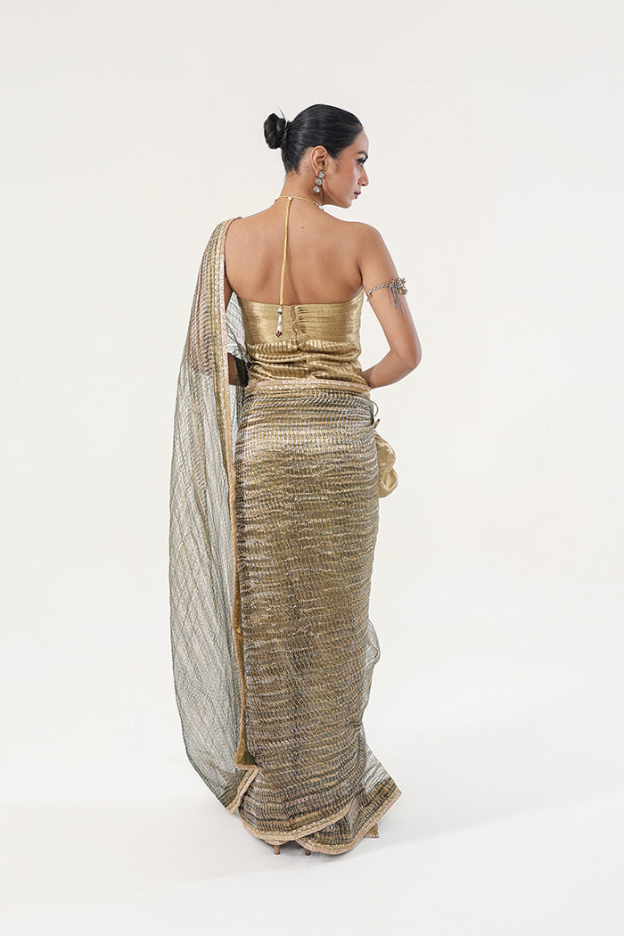 luxury green tissue saree for weddings