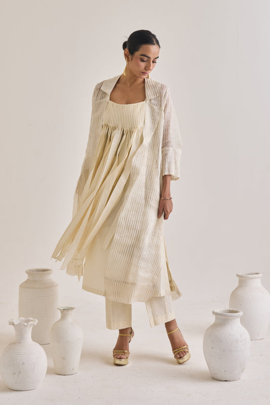 Front Fringes Cotton Set With Pants