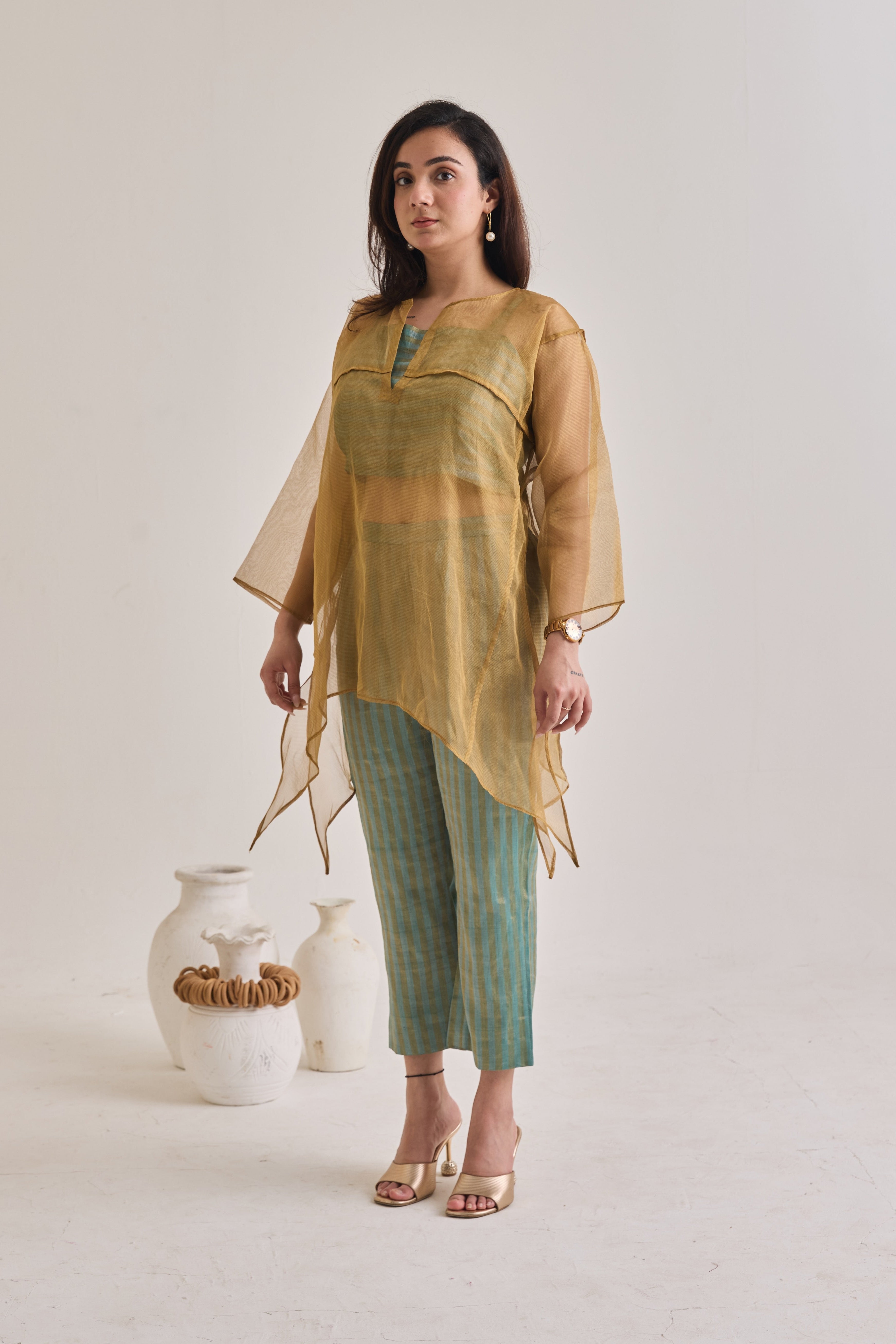 teal banarasi silk suit set