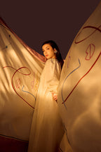 Aries Habotai Silk Zodiac Dupatta - fabric and print creative detail | Essence by Monika