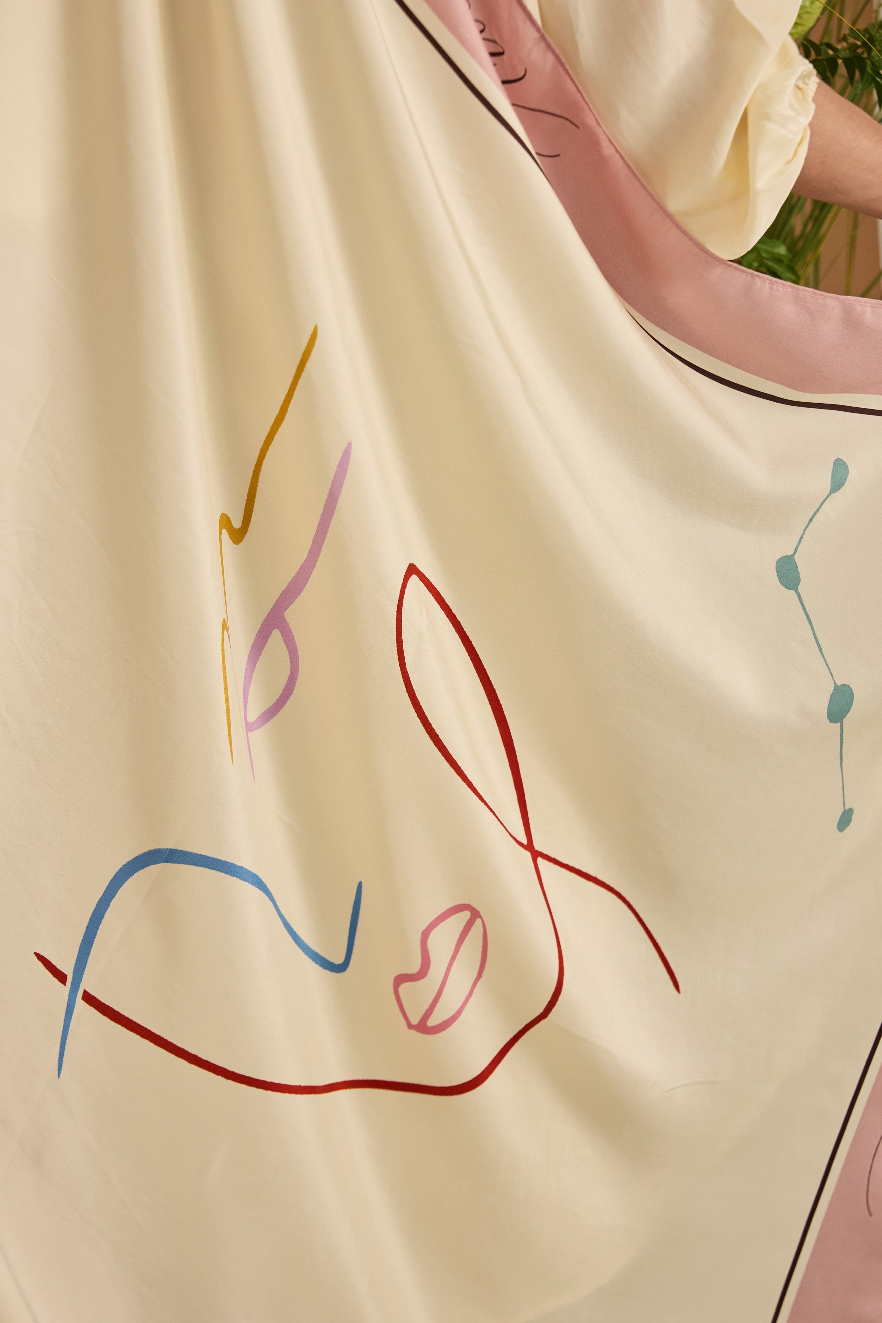 Aries Habotai Silk Zodiac Dupatta - fabric and print detail | Essence by Monika