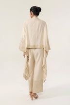 Banarsi Munga Cape with Bralette & Pants - back view | Essence by Monika