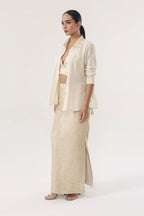 Natural gold Munga Co-ord Set - side silhouette | Essence by Monika