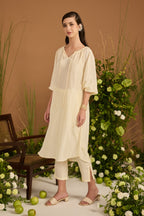 Champagne Kurta Set  side silhouette | Essence by Monika