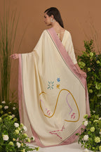 Gemini Habotai Silk Zodiac Dupatta - back view | Essence by Monika