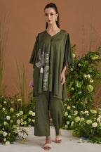 Green 100% modal cotton Co-ord Set - front view | Essence by Monika