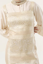 Kora Munga Shirt with Banarsi Silk Short Dress - fabric and embroidery detail | Essence by Monika