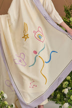 Libra Habotai Silk Zodiac Dupatta - fabric and print detail | Essence by Monika