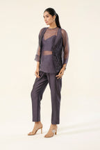 Mauve Grey Co-ord Set - side silhouette | Essence by Monika