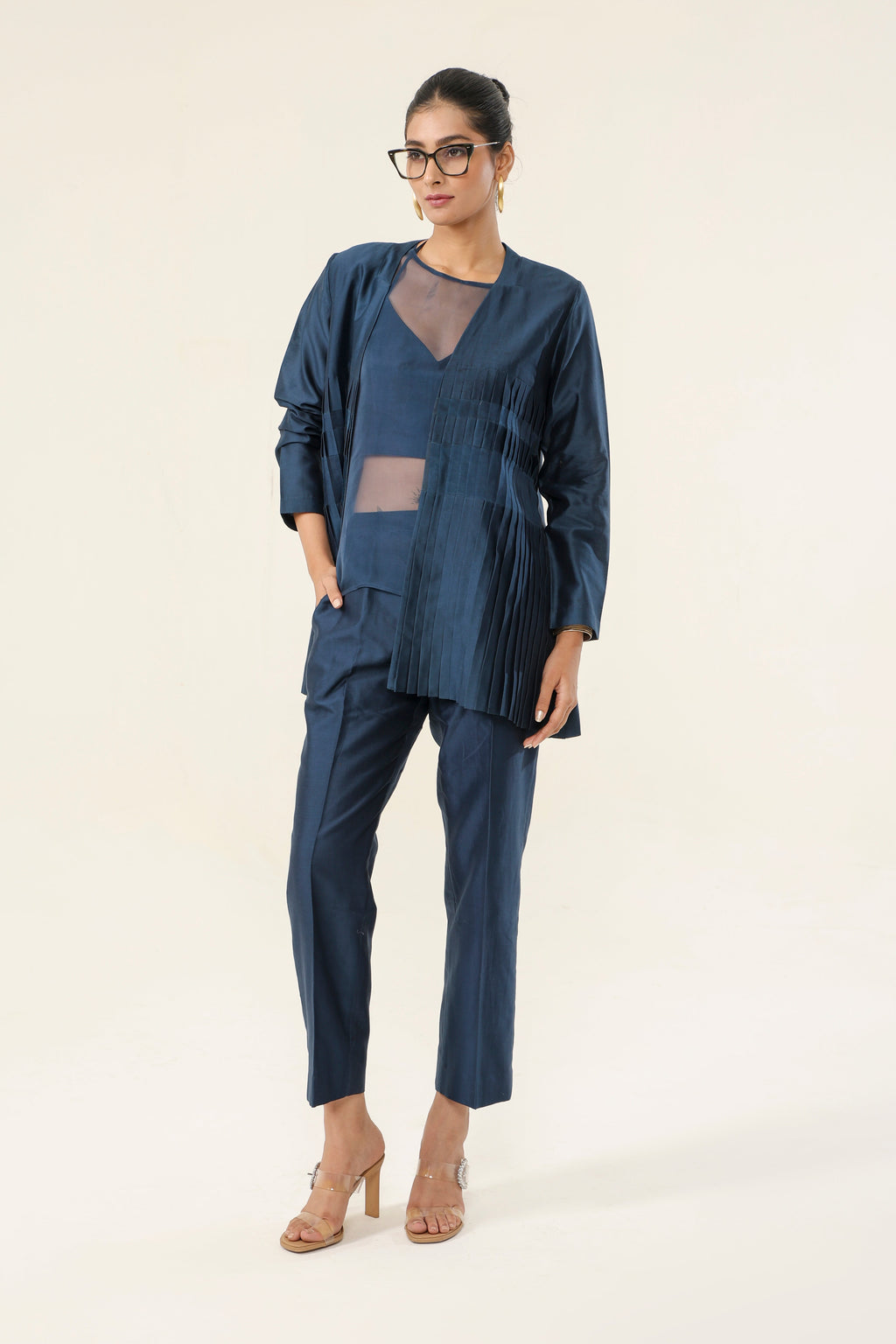 Navy Blue Co-ord Set - side silhouette | Essence by Monika