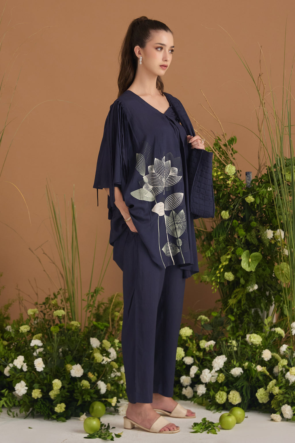 Navy Blue Co-ord Set - side silhouette | Essence by Monika