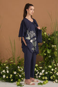 Navy Blue Co-ord Set - side silhouette | Essence by Monika