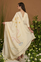 Taurus Habotai Silk Zodiac Dupatta - back view | Essence by Monika