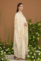 Champagne with champagne border Dupatta - side silhouette | Essence by Monika