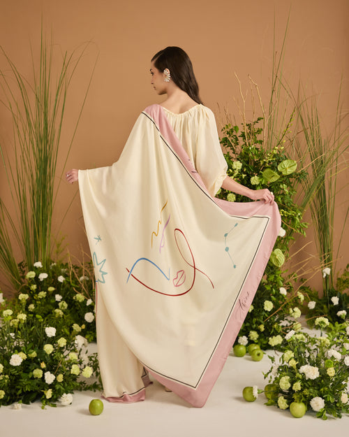 zodiac themed silk dupatta