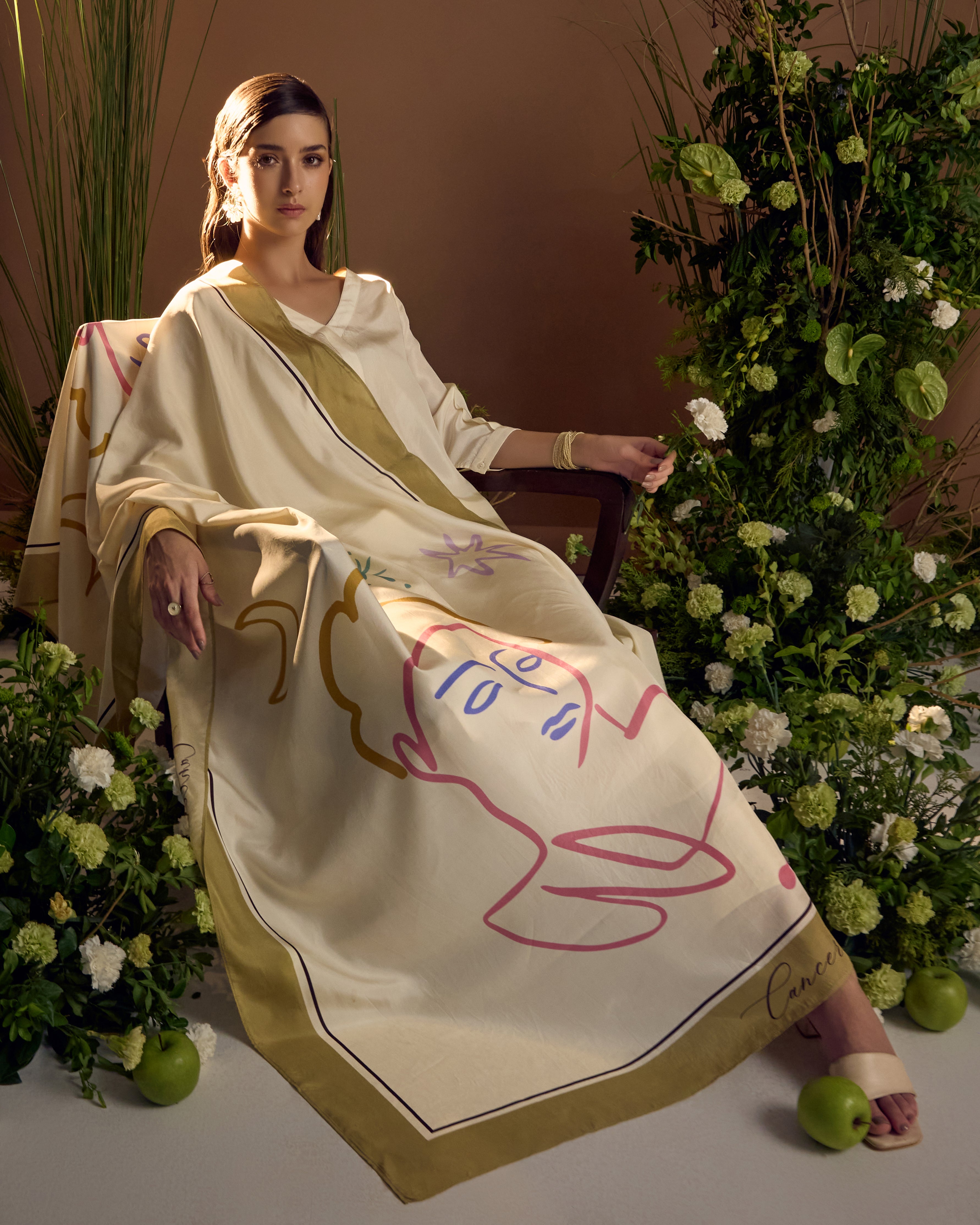 cancer zodiac silk dupatta