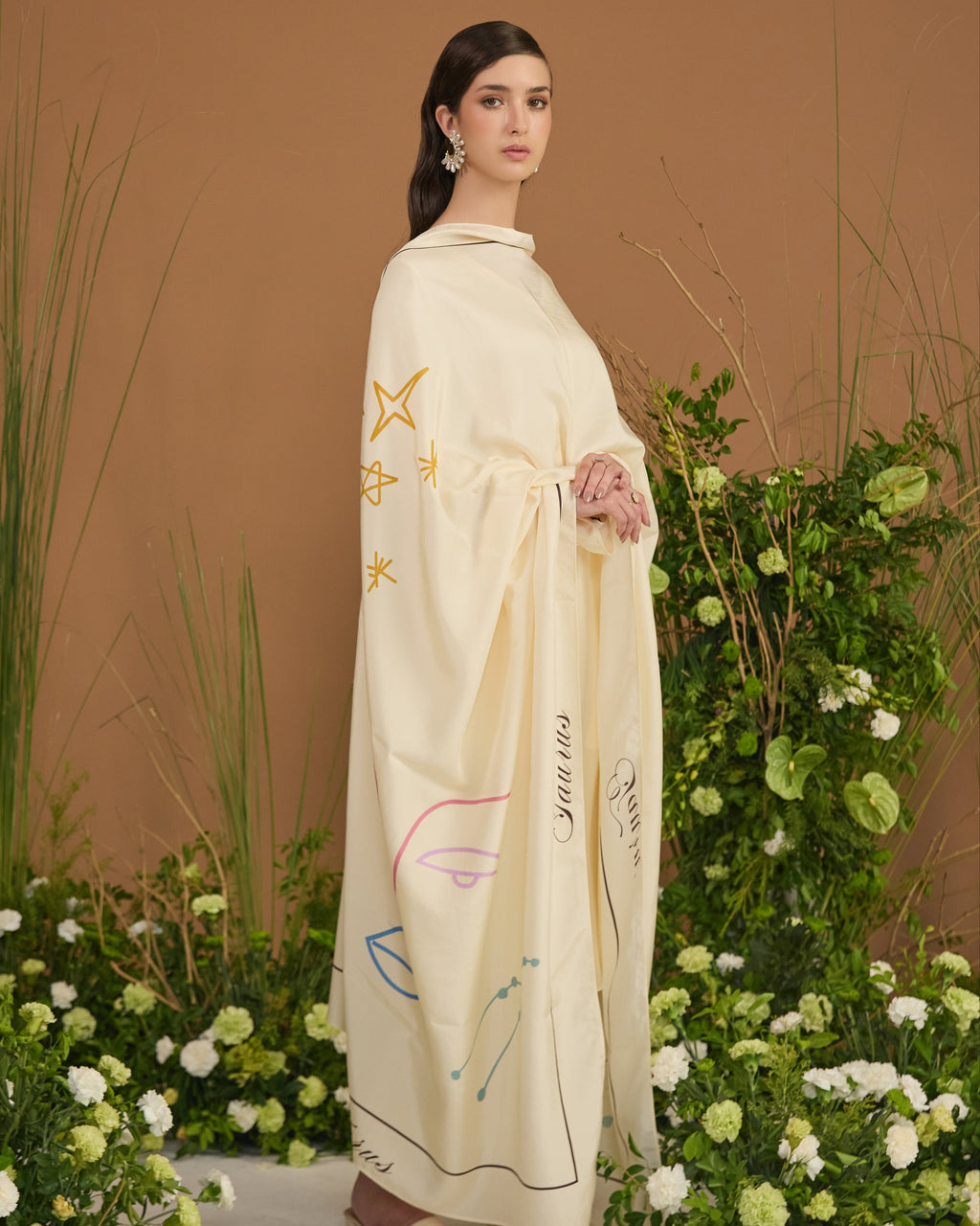 astrology print silk dupatta Taurus