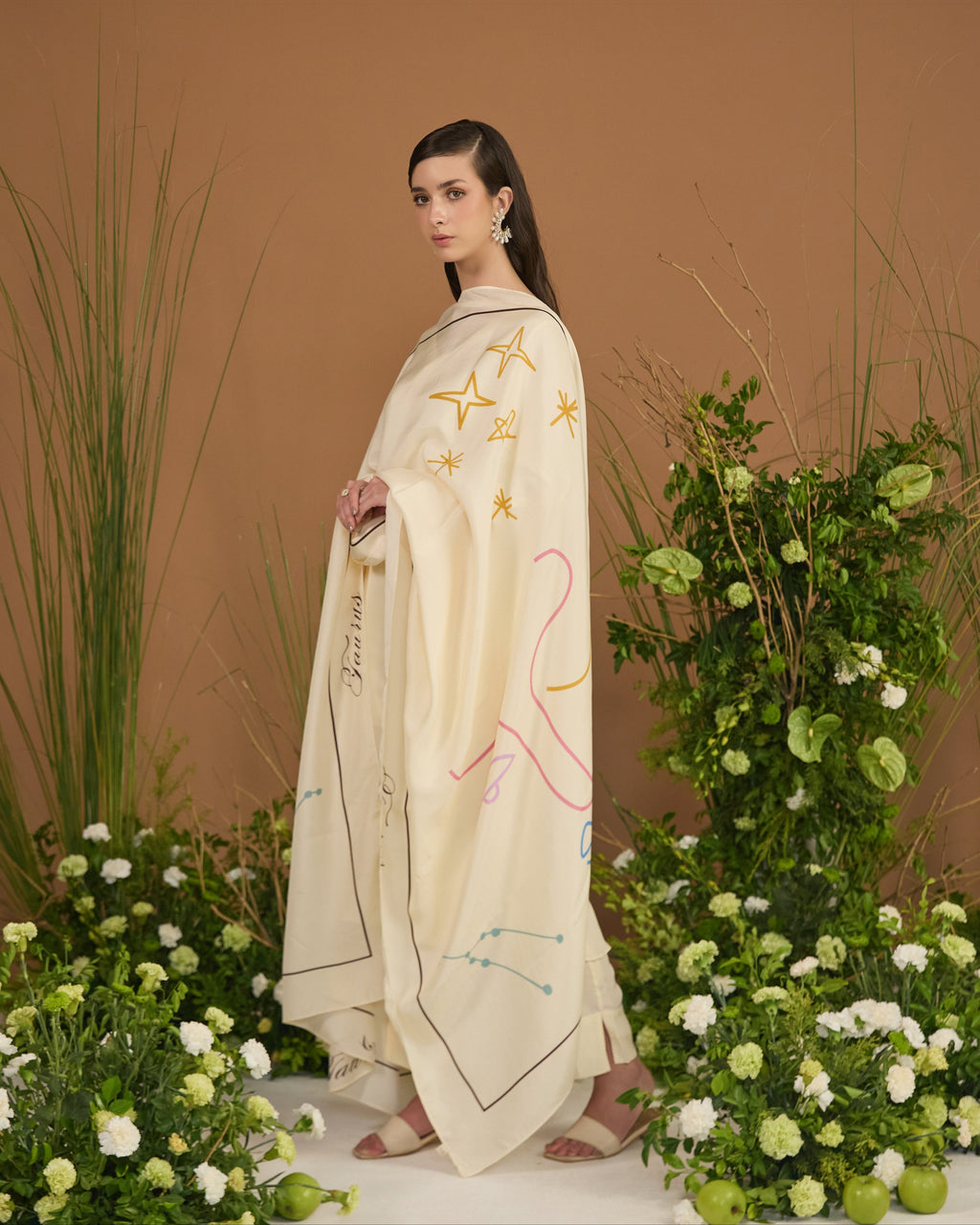 Taurus zodiac silk dupatta