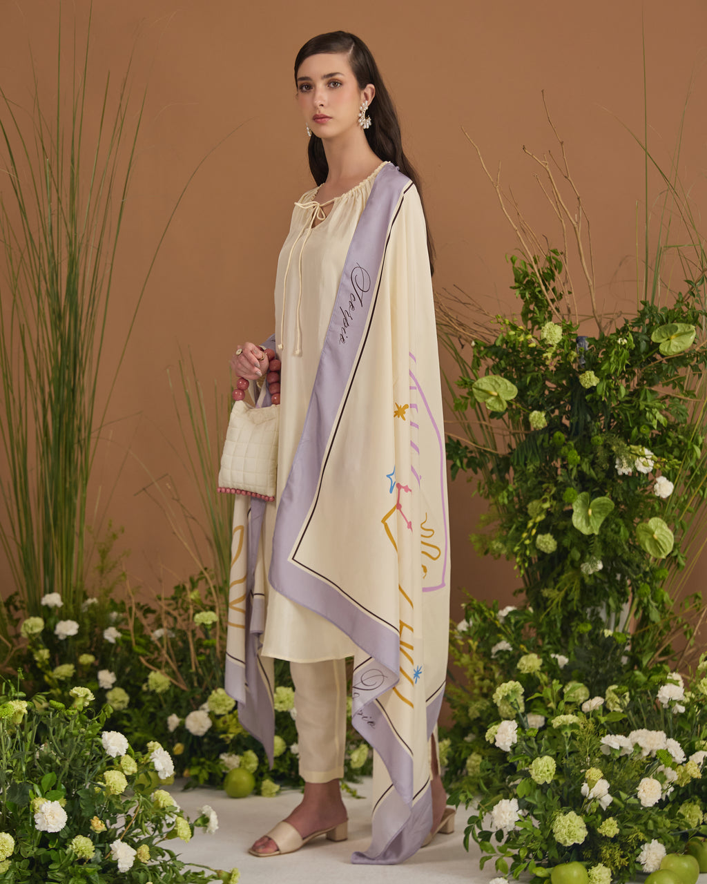 champagne habotai silk dupatta