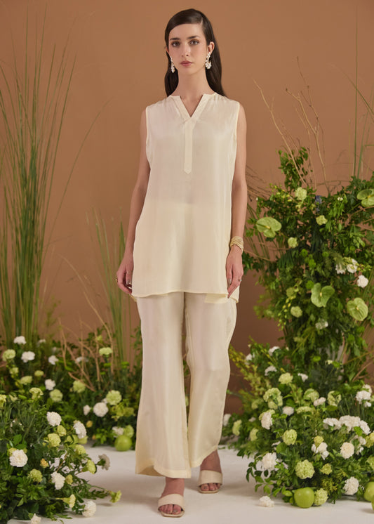 Short Length Silk Kurta With Pants