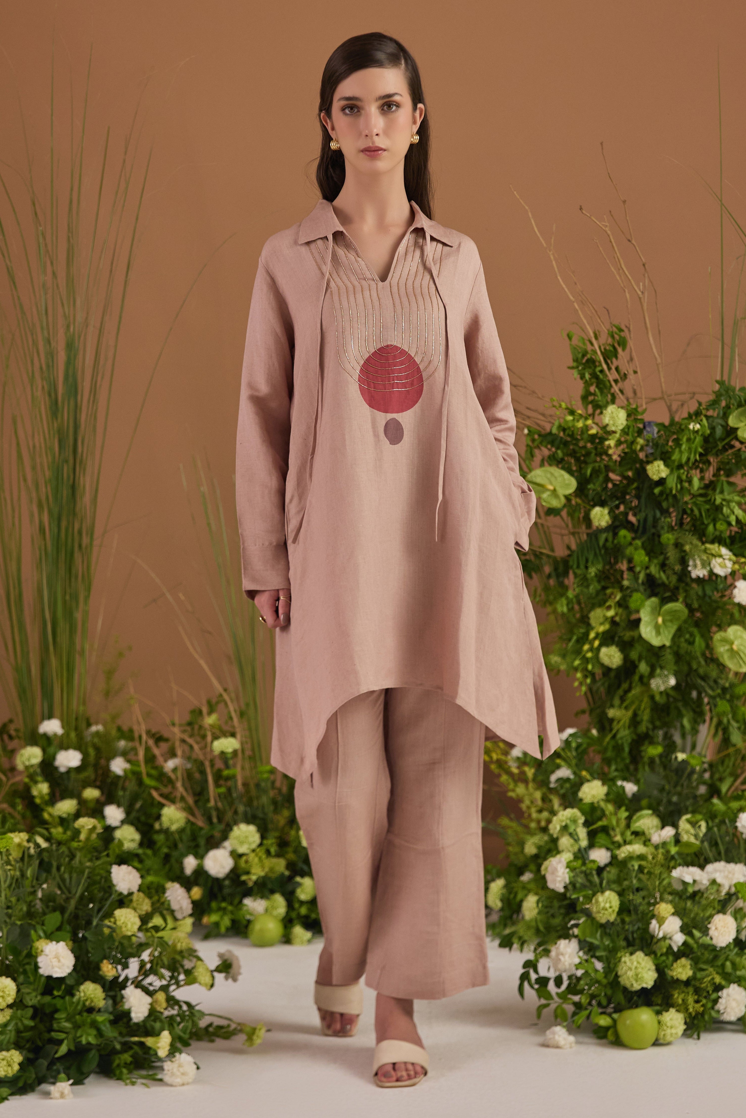 Linen Embroidered Co-ord Set