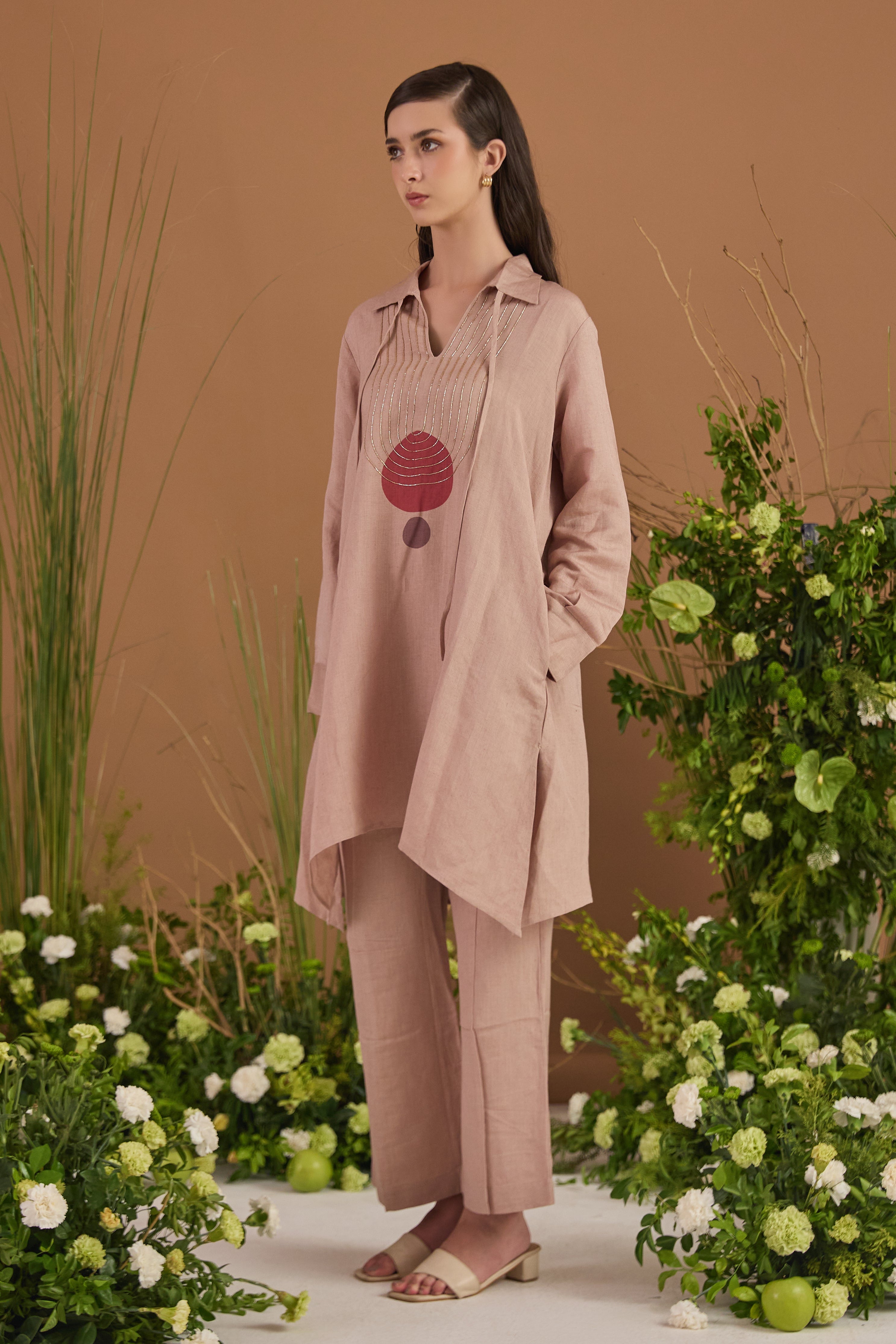 Linen Embroidered Co-ord Set