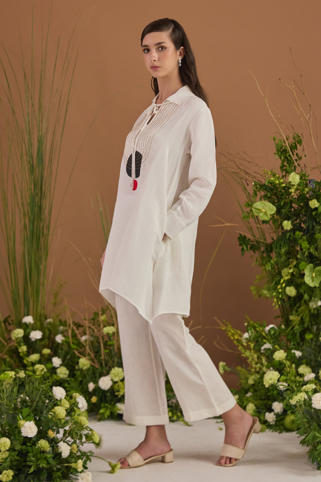 Linen Embroidered Co-ord Set