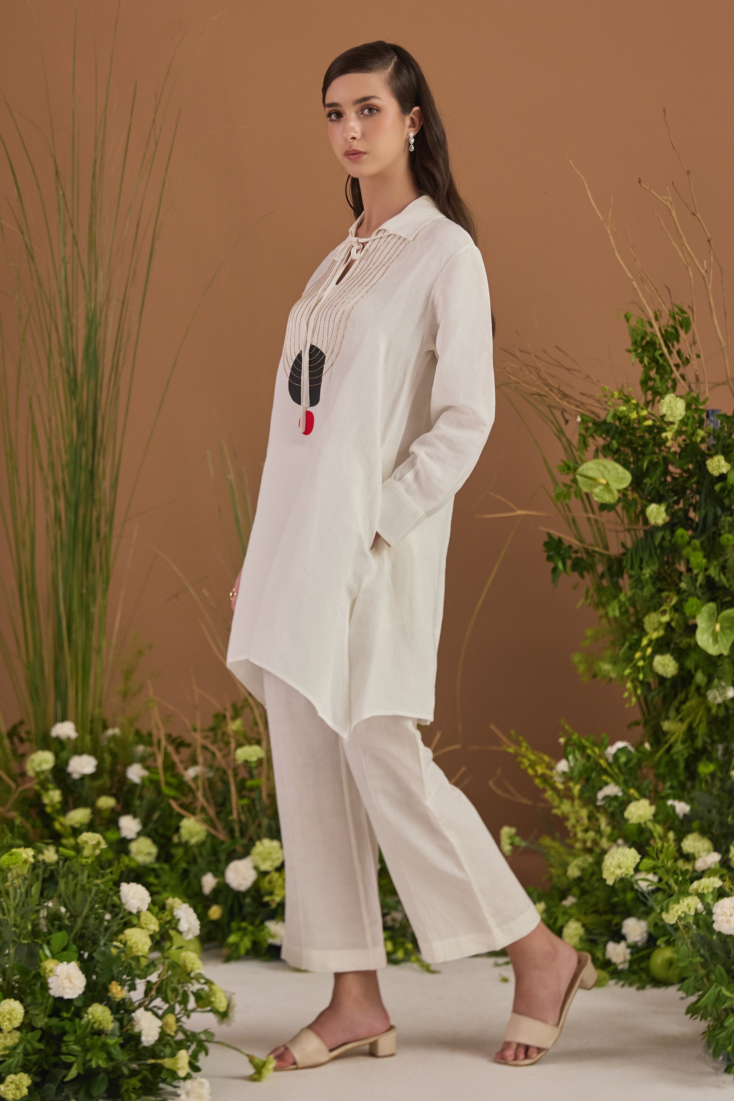 Linen Embroidered Co-ord Set