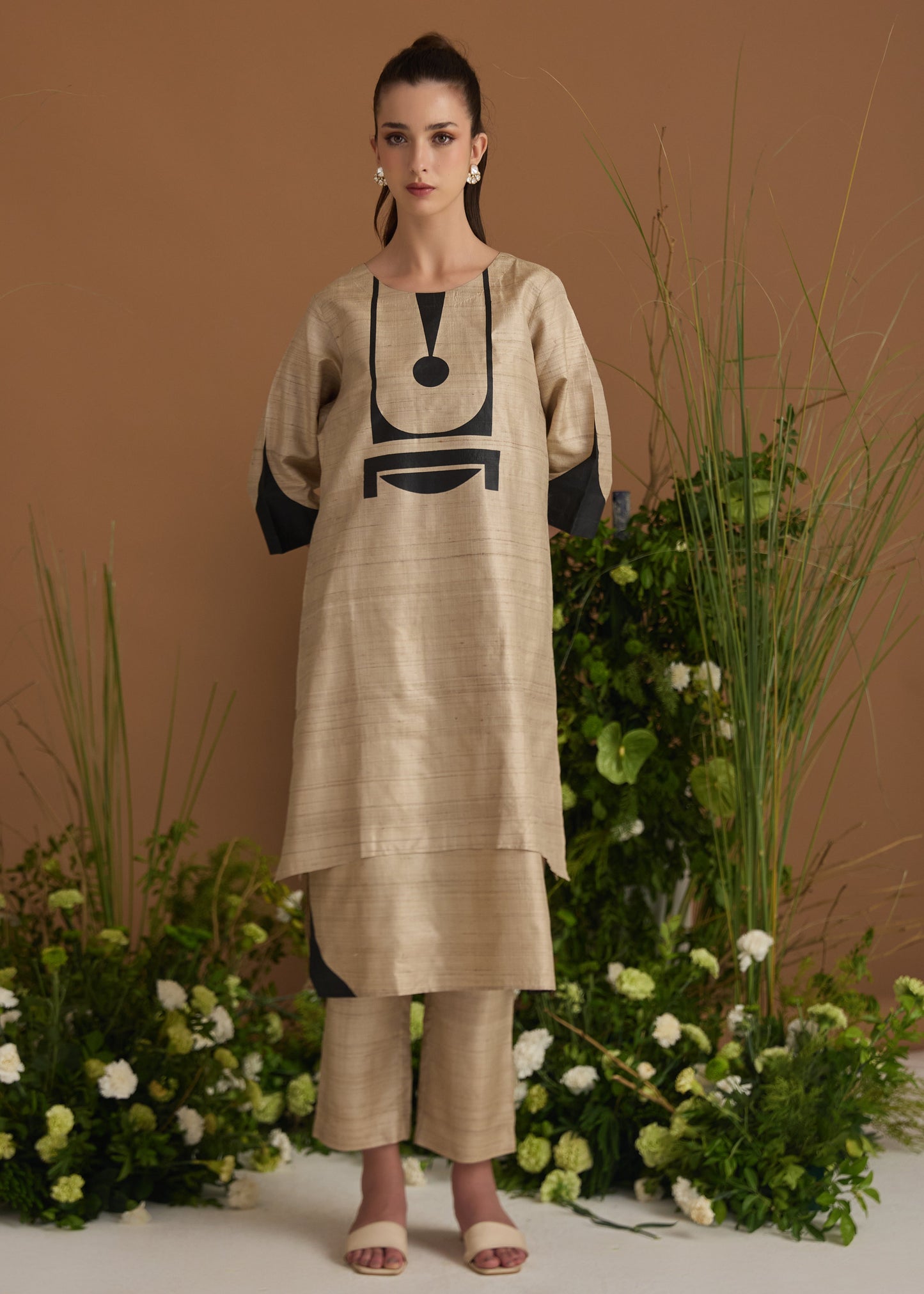 Pure Tussar Silk Printed Co-ord Set