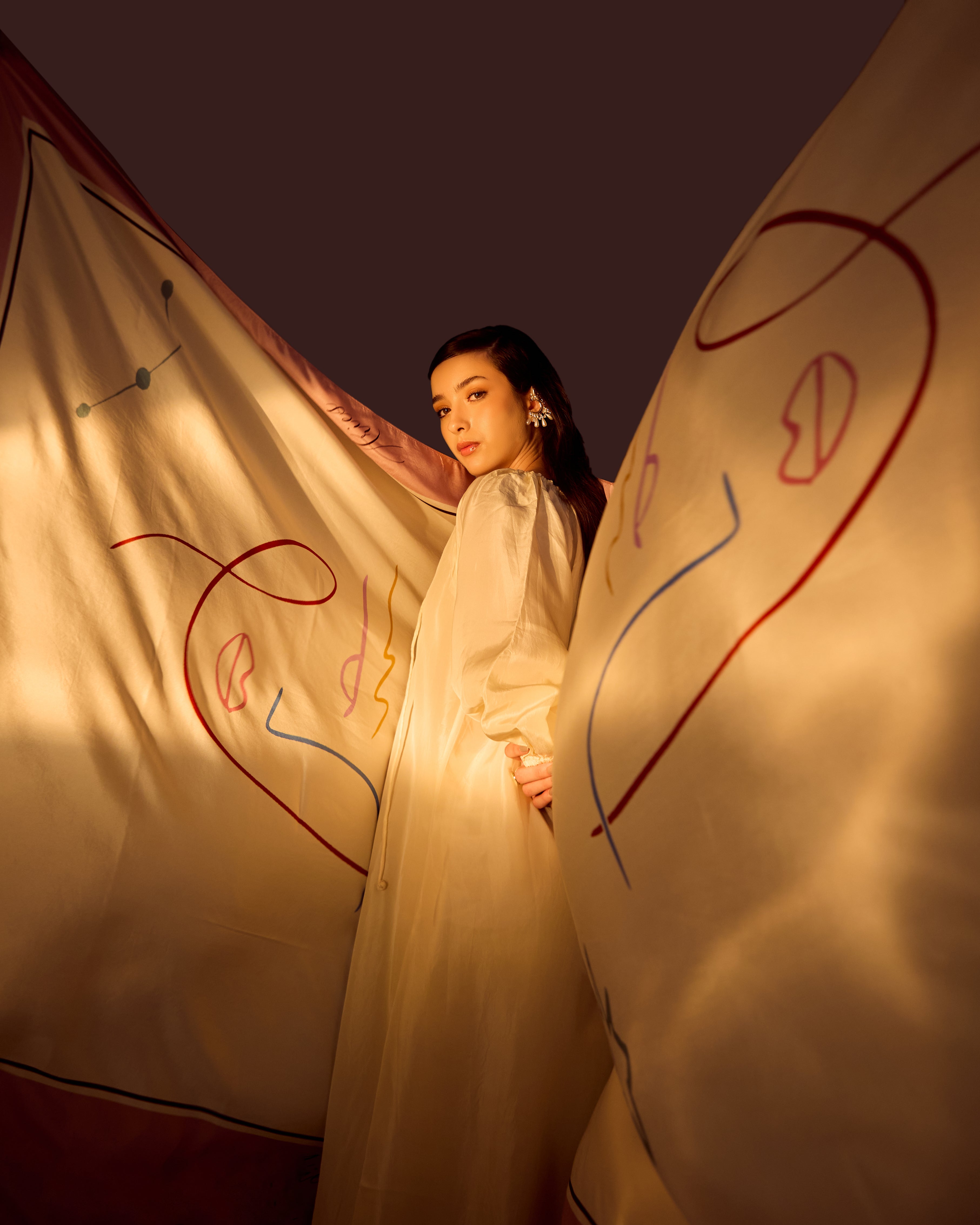 luxury silk dupatta astrology print