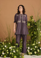 jute embroidery kurta pant set