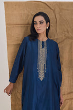Neckline detail - handcrafted jute embroidery on Chanderi