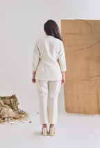 Back View - White Chanderi shirt set for occasion wear